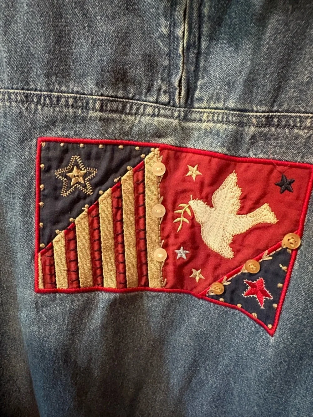 Vintage Christopher & Banks denim quarter-zip pullover jacket patriotic size L